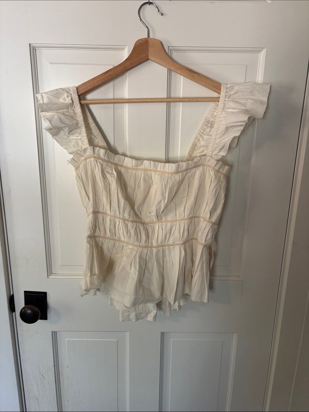 Free People Cream Ruffle-Strap Tiered Camisole